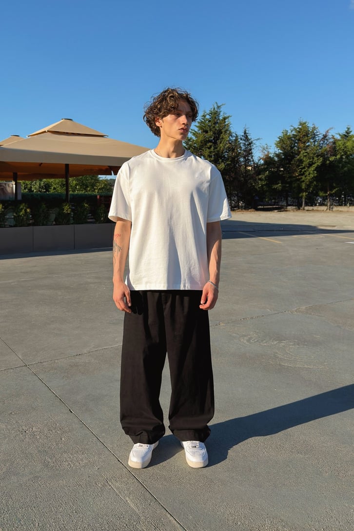 Basic Oversize Fit Ekru Tişört