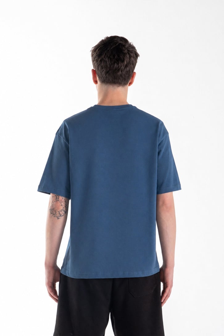 Basic Oversize Fit İndigo Tişört