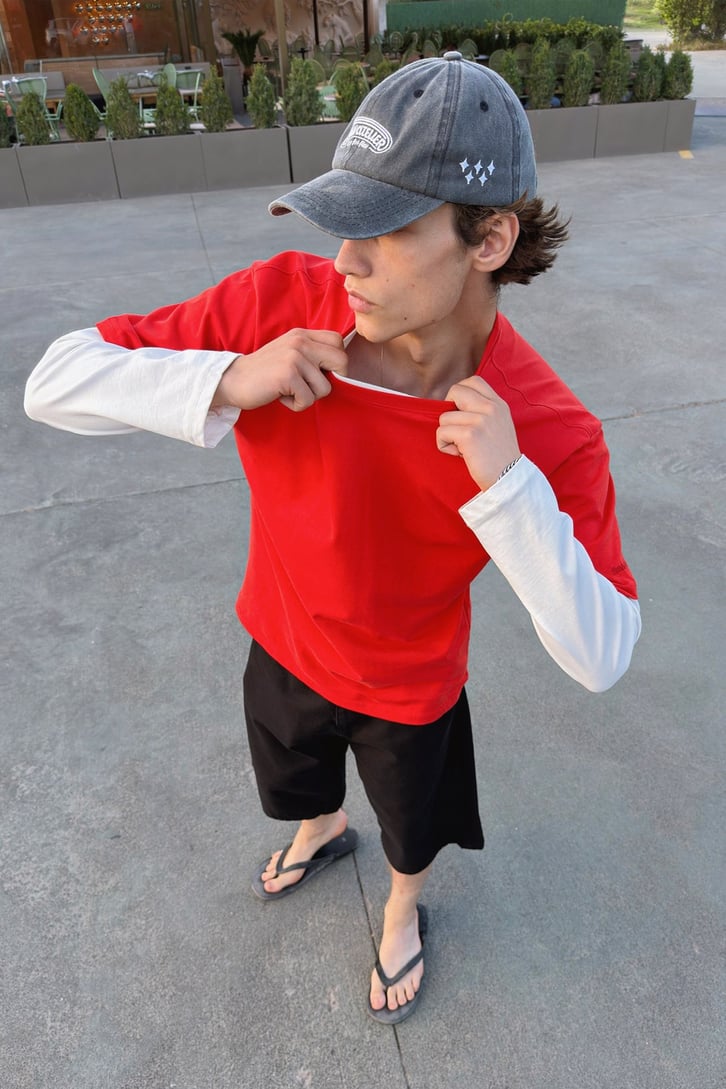 Basic Oversize Fit Kırmızı Tişört