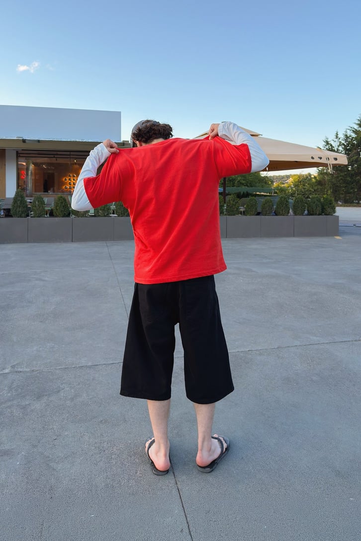 Basic Oversize Fit Kırmızı Tişört