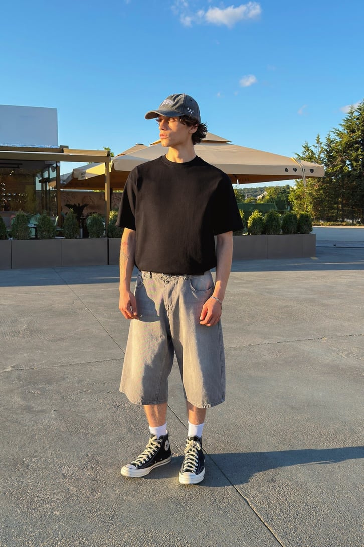 Basic Oversize Fit Siyah Tişört