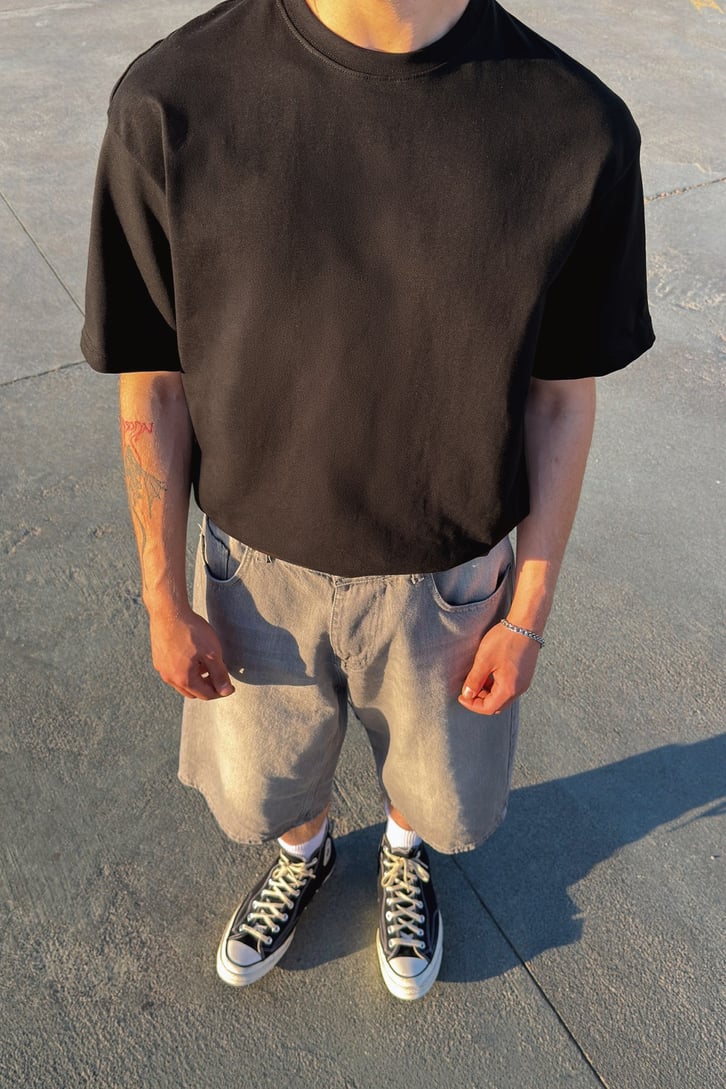 Basic Oversize Fit Siyah Tişört