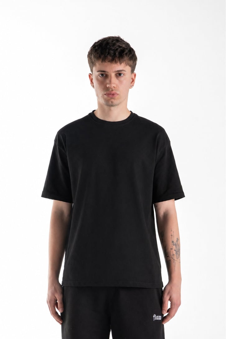 Basic Oversize Fit Siyah Tişört