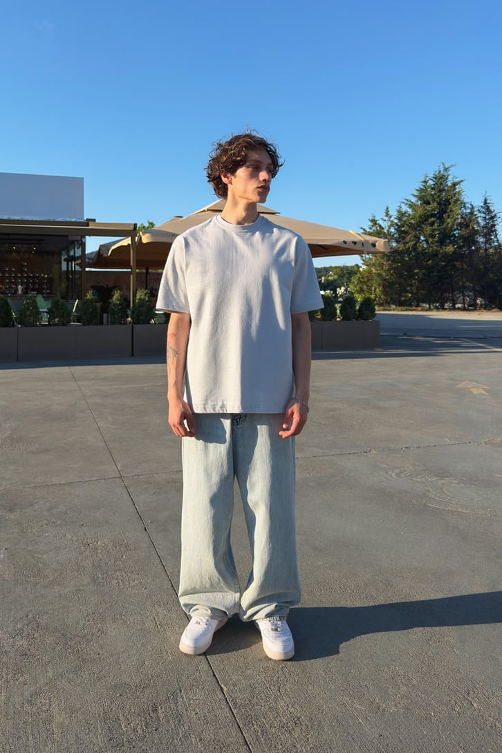 Basic Oversize Fit Taş Rengi Tişört