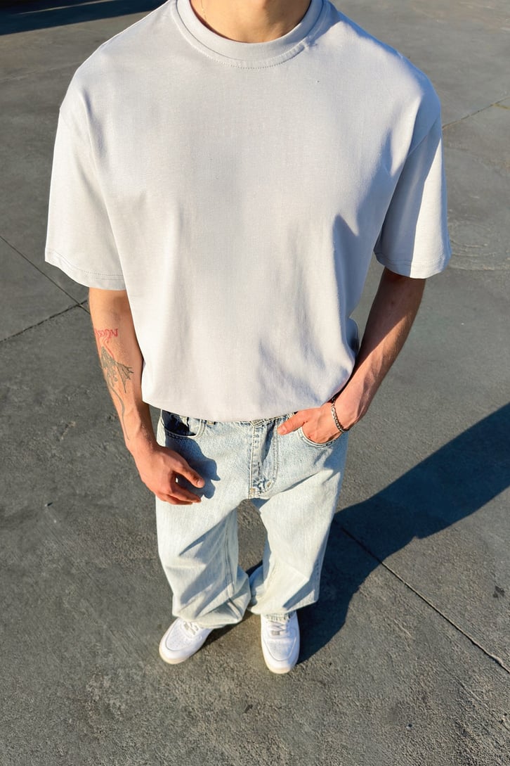 Basic Oversize Fit Taş Rengi Tişört