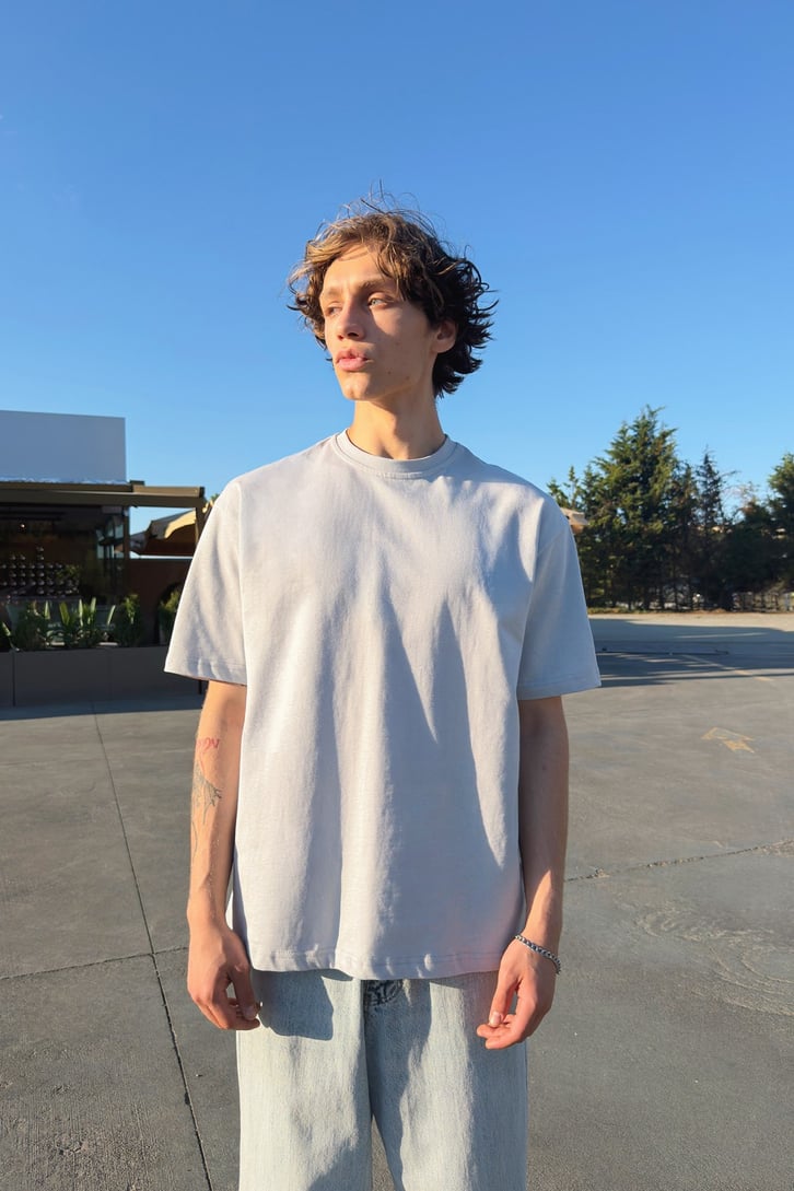 Basic Oversize Fit Taş Rengi Tişört
