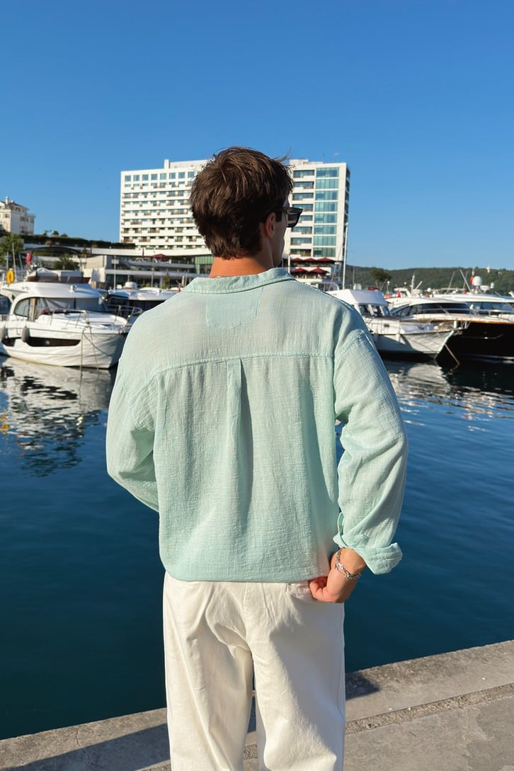Basic Oversize Keten Gömlek