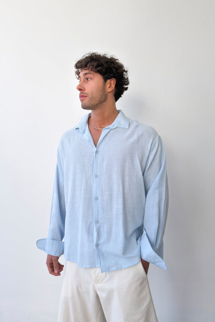 Basic Oversize Keten Gömlek