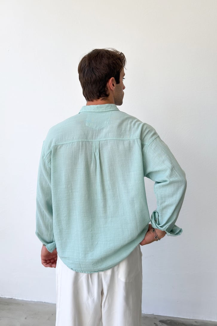 Basic Oversize Keten Gömlek