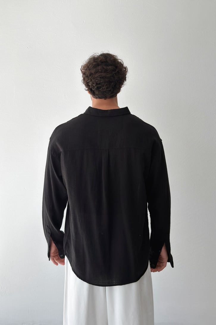 Basic Oversize Keten Gömlek