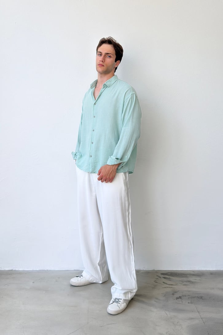 Basic Oversize Keten Gömlek