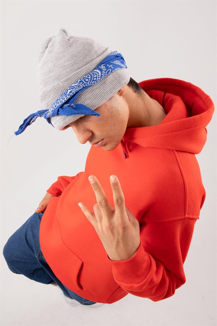 Basic Oversize Kırmızı Hoodie