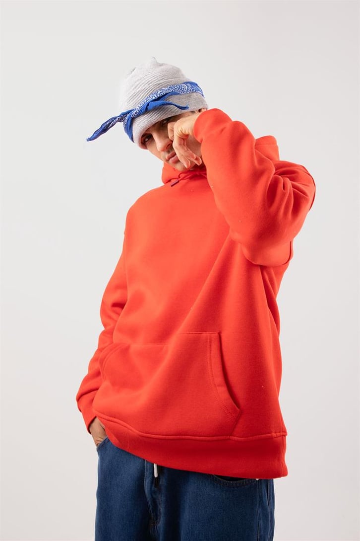 Basic Oversize Kırmızı Hoodie