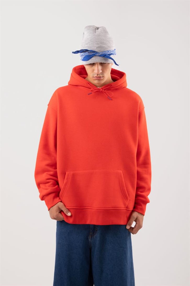Basic Oversize Kırmızı Hoodie