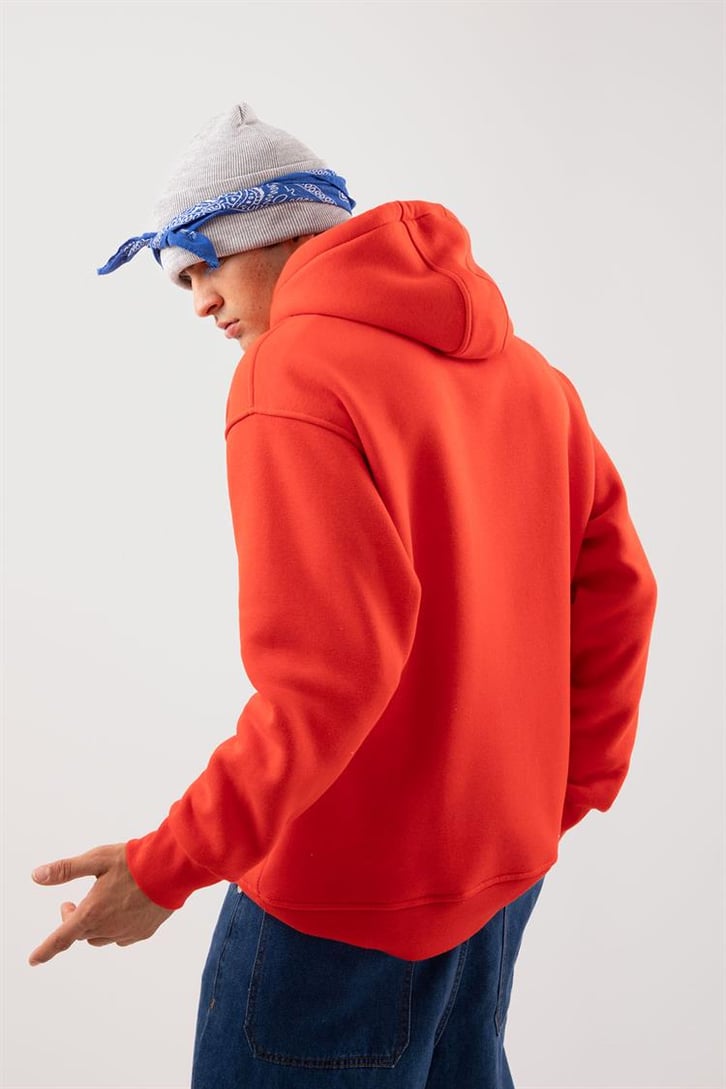 Basic Oversize Kırmızı Hoodie