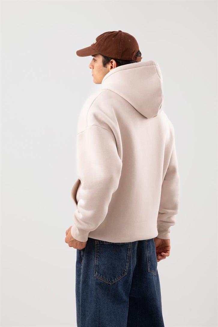 Basic Oversize Taş Rengi Hoodie