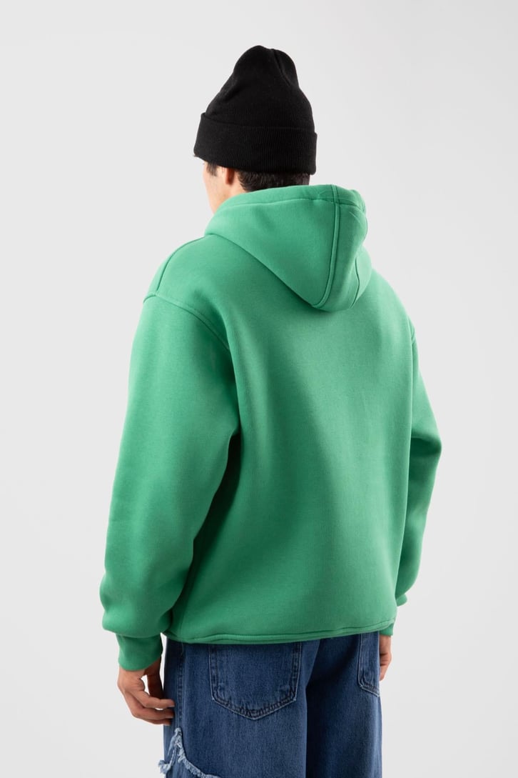 Basic Oversize Yeşil Hoodie