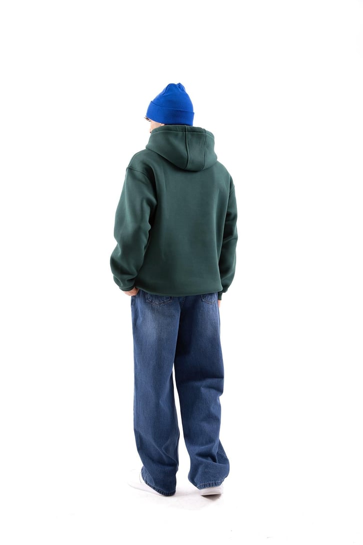 Basic Oversize Yeşil Hoodie