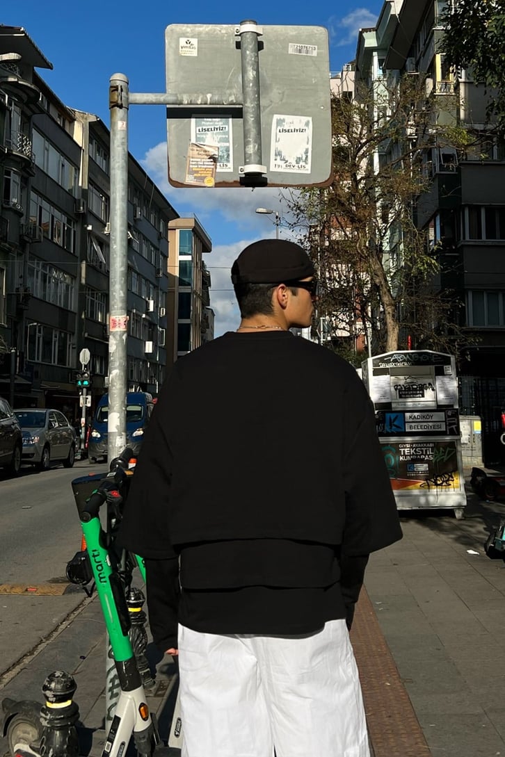 Basic Oversized Siyah Hoodie