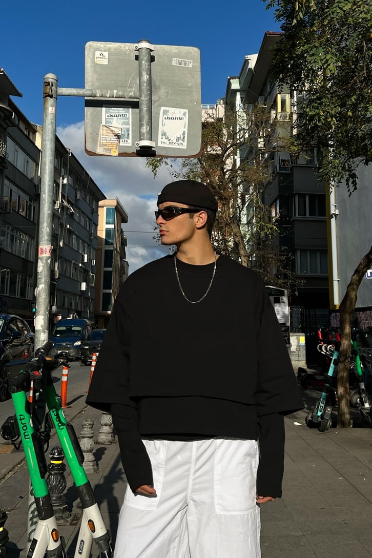 Basic Oversized Siyah Hoodie