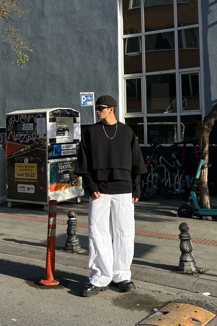 Basic Oversized Siyah Hoodie