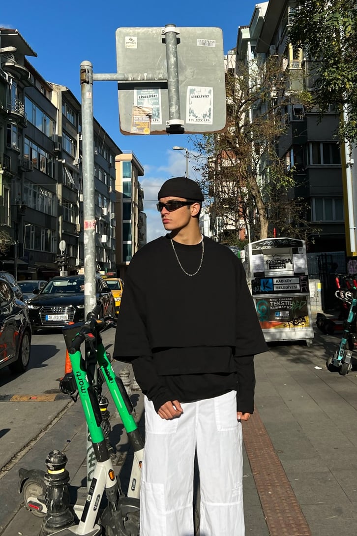 Basic Oversized Siyah Hoodie