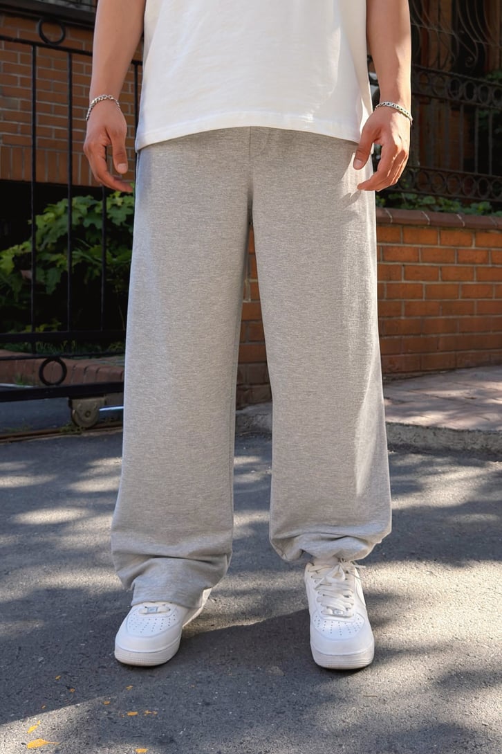 Basic Paça Stoper Gri Melanj Eşofman Altı