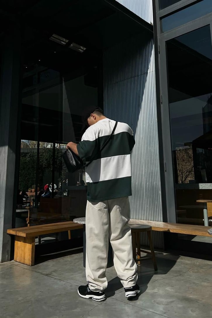 Basic Parçalı Haki Oversize Tişört
