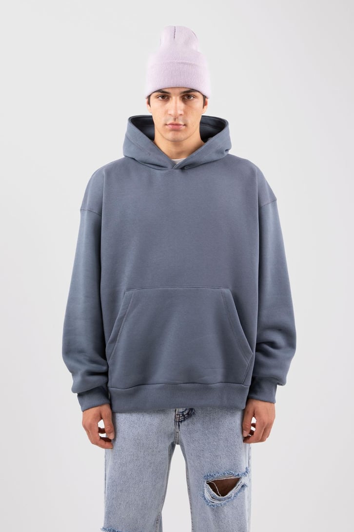 Basic Petrol Yeşili Oversize Hoodie