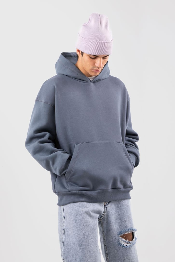 Basic Petrol Yeşili Oversize Hoodie