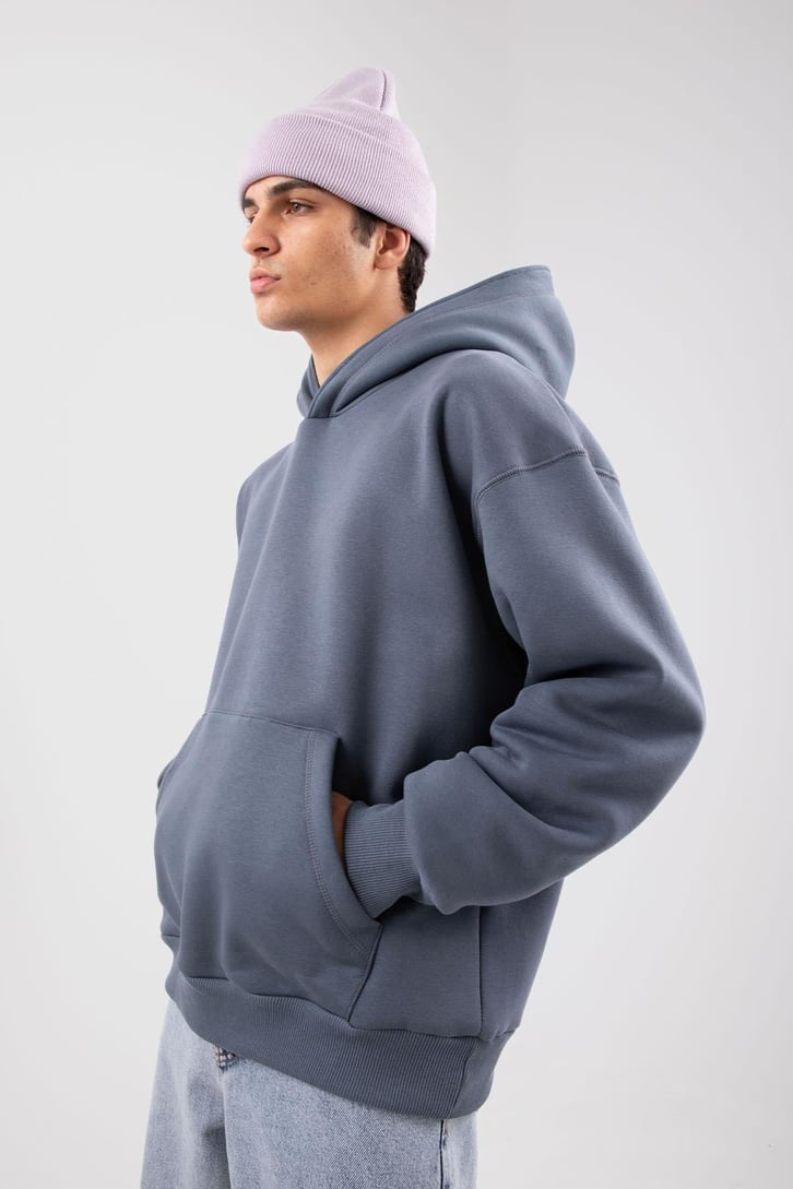 Basic Petrol Yeşili Oversize Hoodie