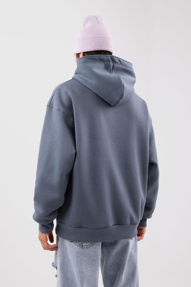 Basic Petrol Yeşili Oversize Hoodie