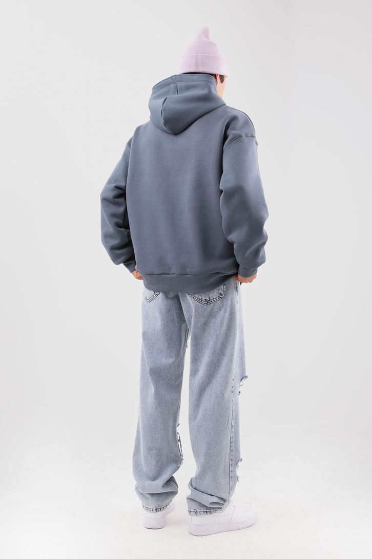Basic Petrol Yeşili Oversize Hoodie