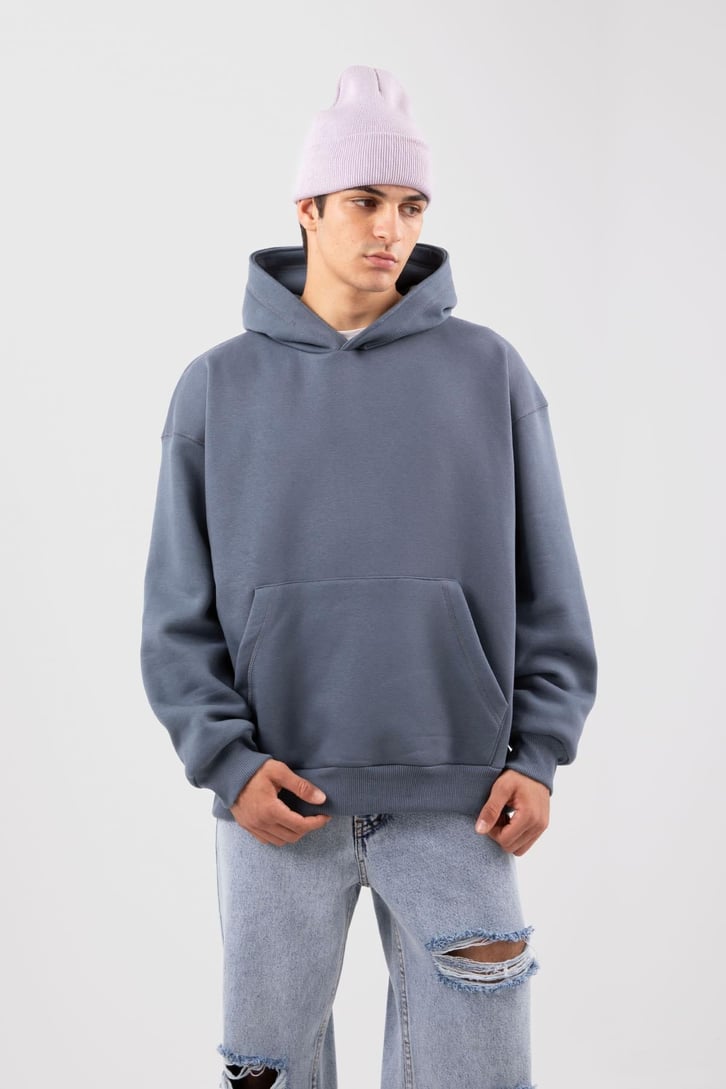Basic Petrol Yeşili Oversize Hoodie