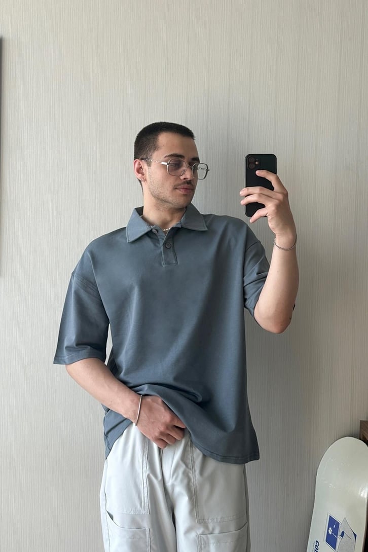 Basic Polo Yaka Oversize Tişört