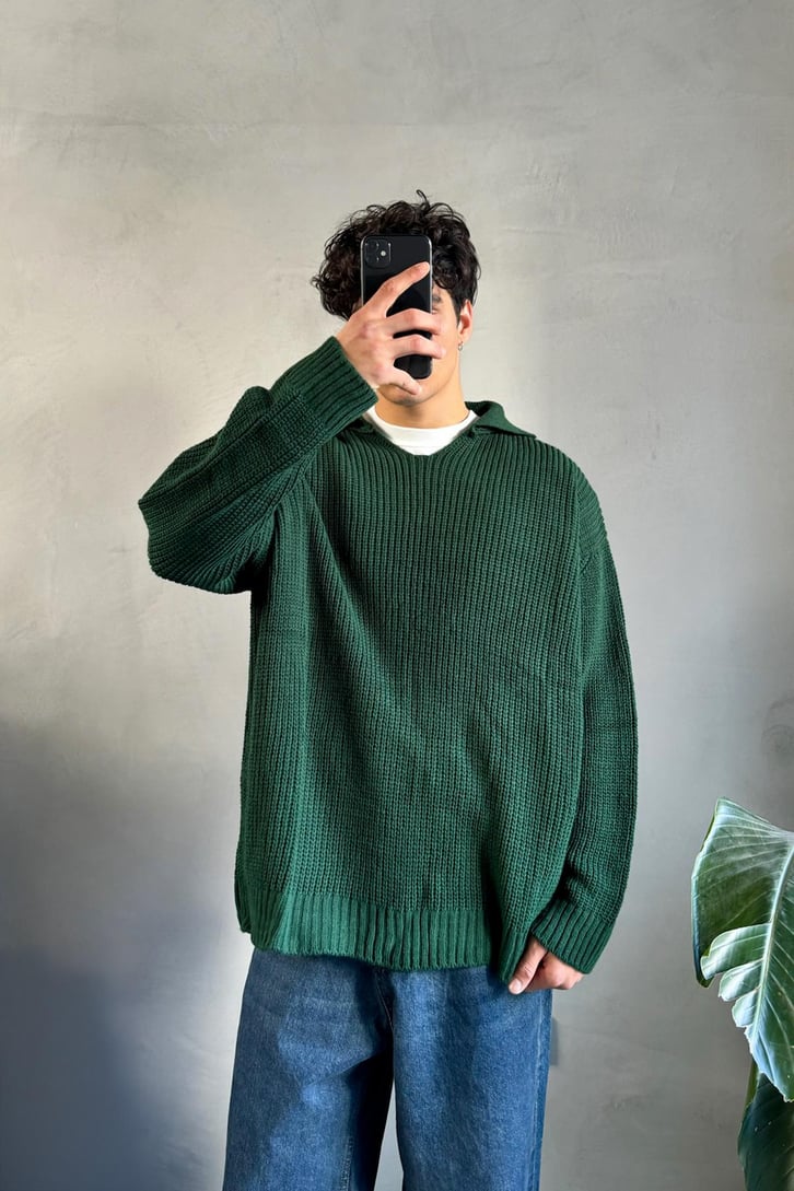 Basic Polo Yaka Triko Kazak