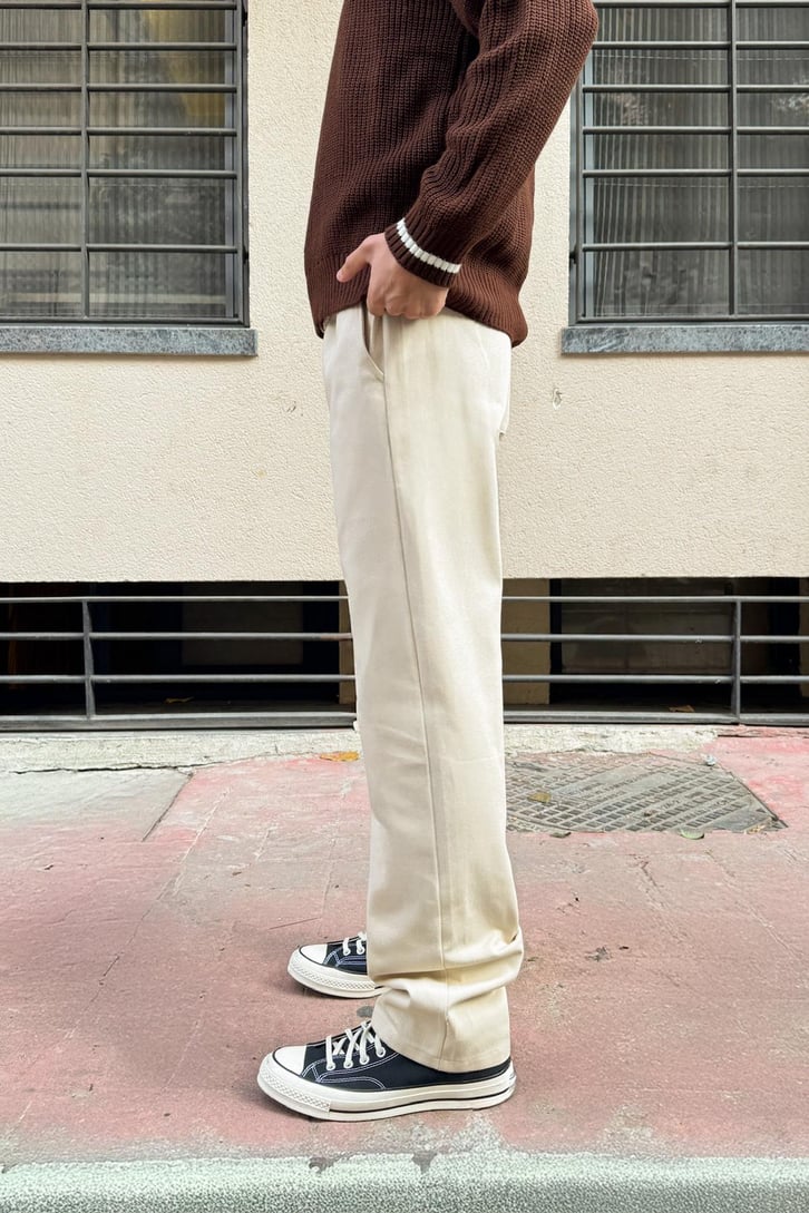 Basic Regular Bej Gabardin Pantolon