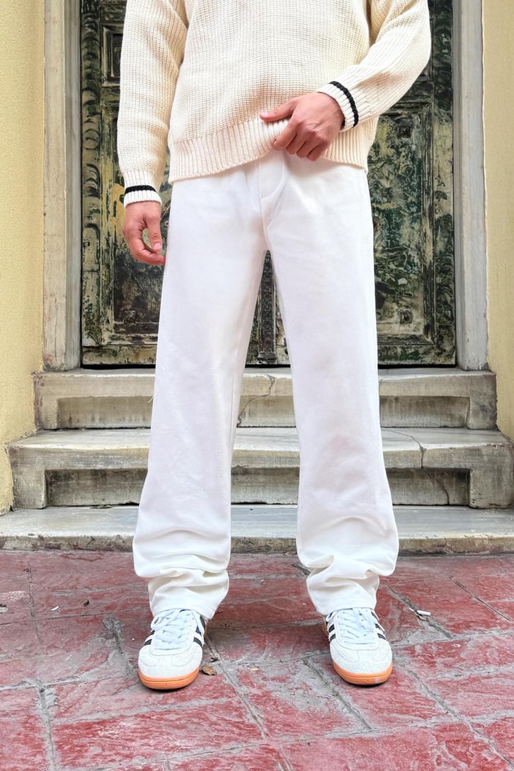 Basic Regular Beyaz Gabardin Pantolon