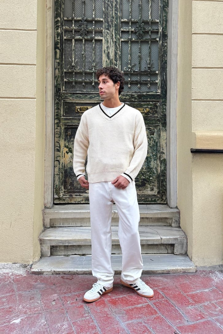Basic Regular Beyaz Gabardin Pantolon