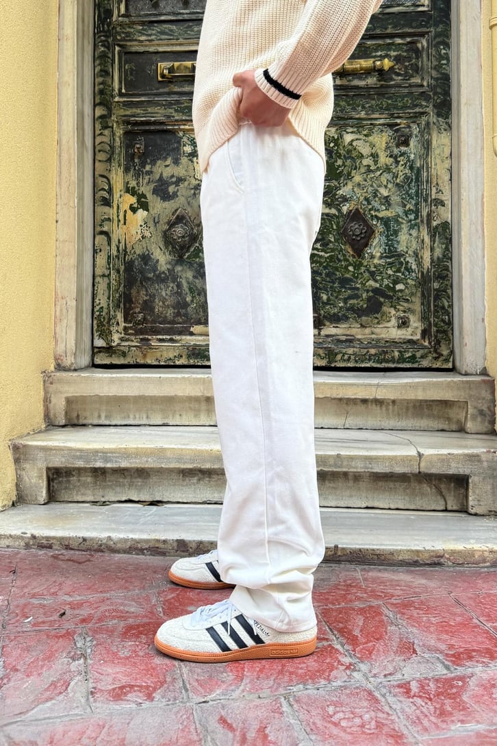 Basic Regular Beyaz Gabardin Pantolon