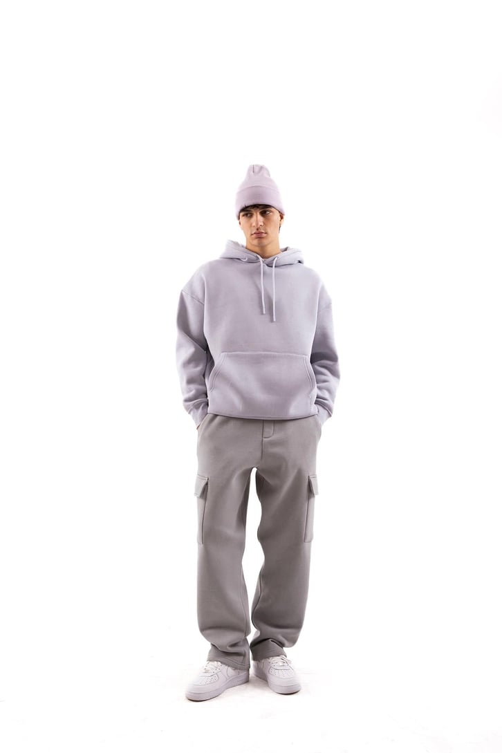 Basic Relax Buz Gri Fit Hoodie