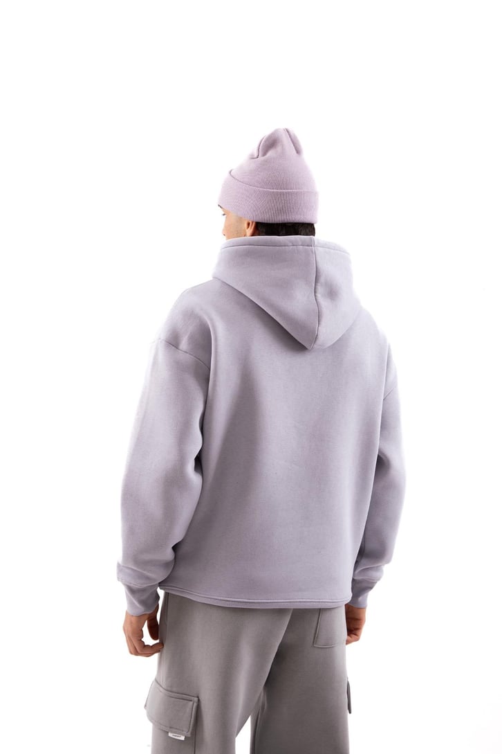 Basic Relax Buz Gri Fit Hoodie