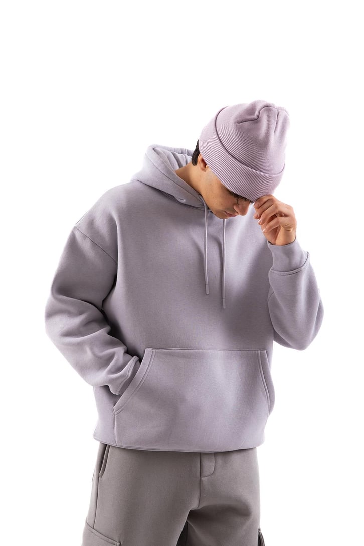 Basic Relax Buz Gri Fit Hoodie