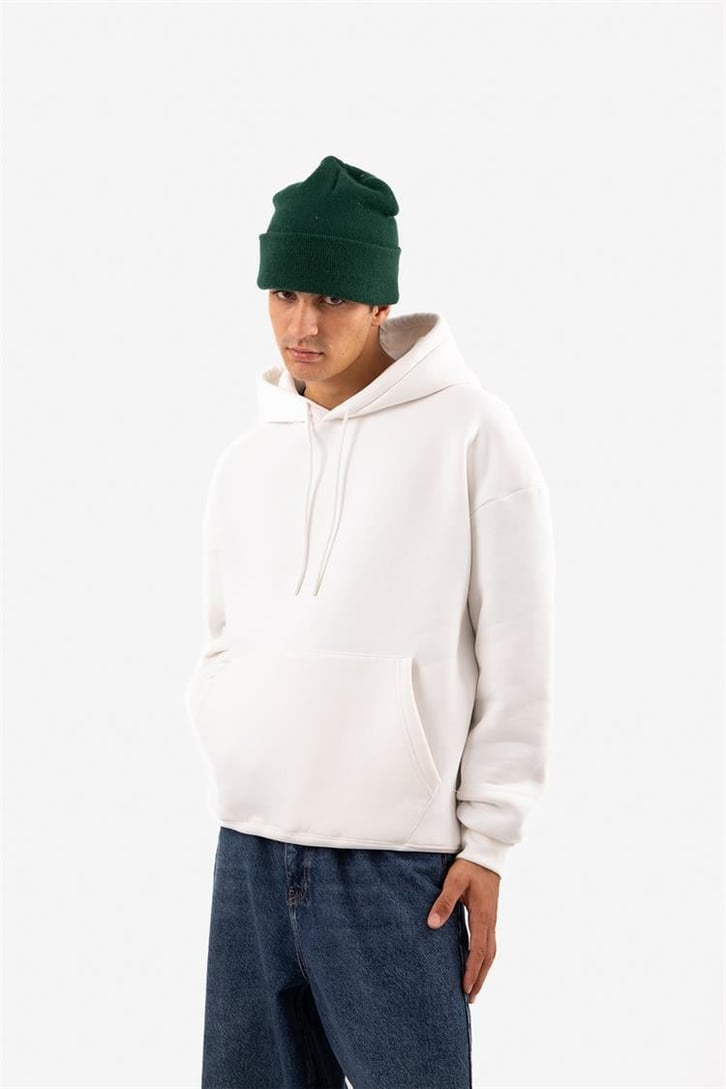 Basic Relax Fit Beyaz Hoodie
