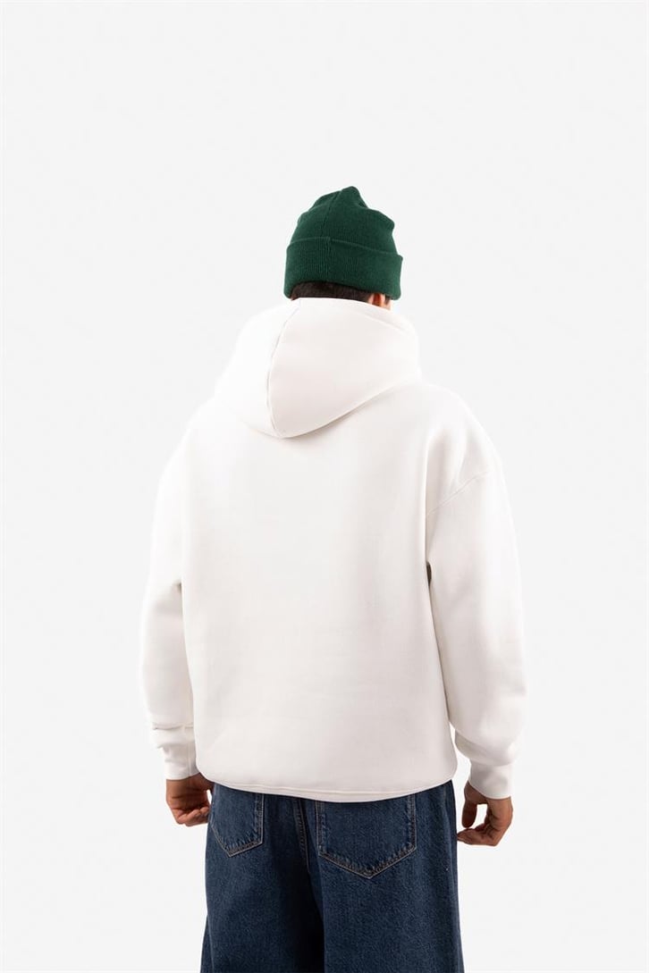 Basic Relax Fit Beyaz Hoodie