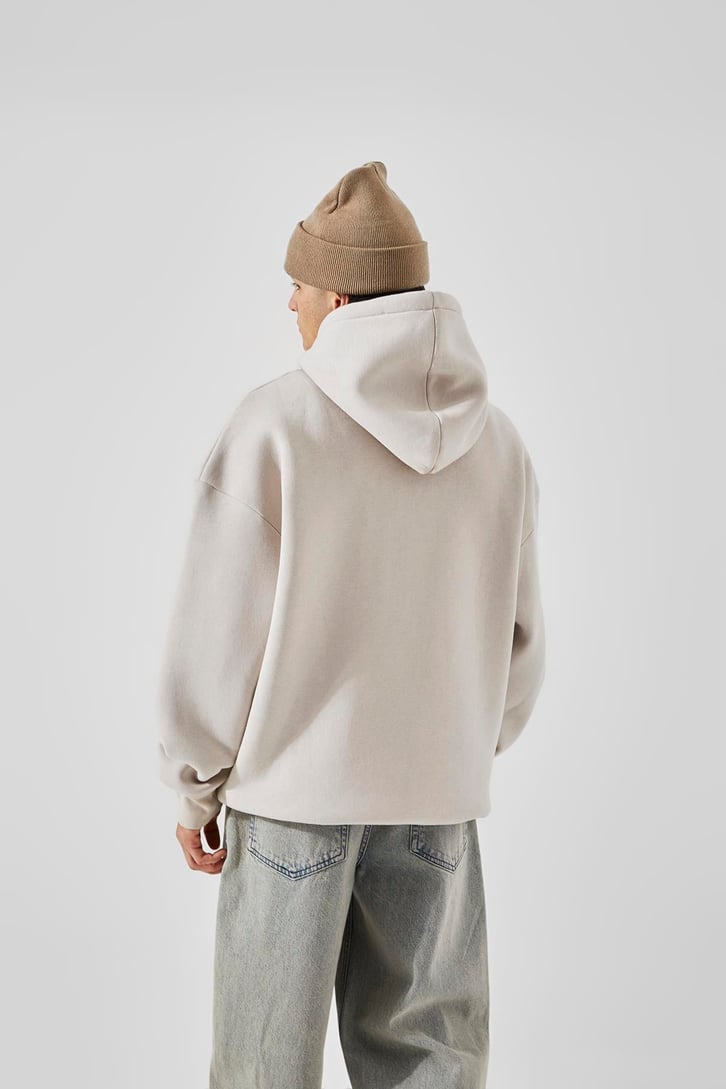 Basic Relax Taş Rengi Fit Hoodie
