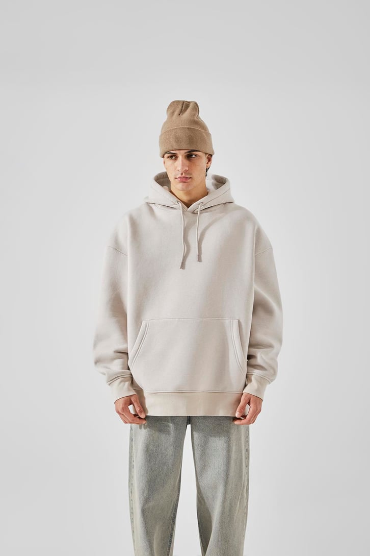 Basic Relax Taş Rengi Fit Hoodie