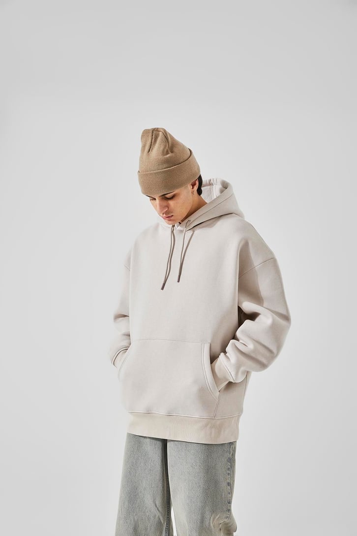 Basic Relax Taş Rengi Fit Hoodie