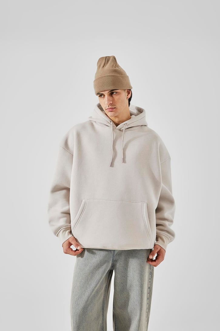 Basic Relax Taş Rengi Fit Hoodie
