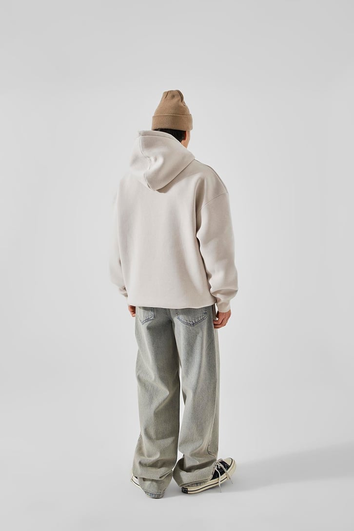 Basic Relax Taş Rengi Fit Hoodie